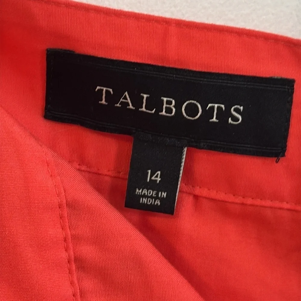 Talbots pink orange cut out double layer, cotton pencil skirt 14